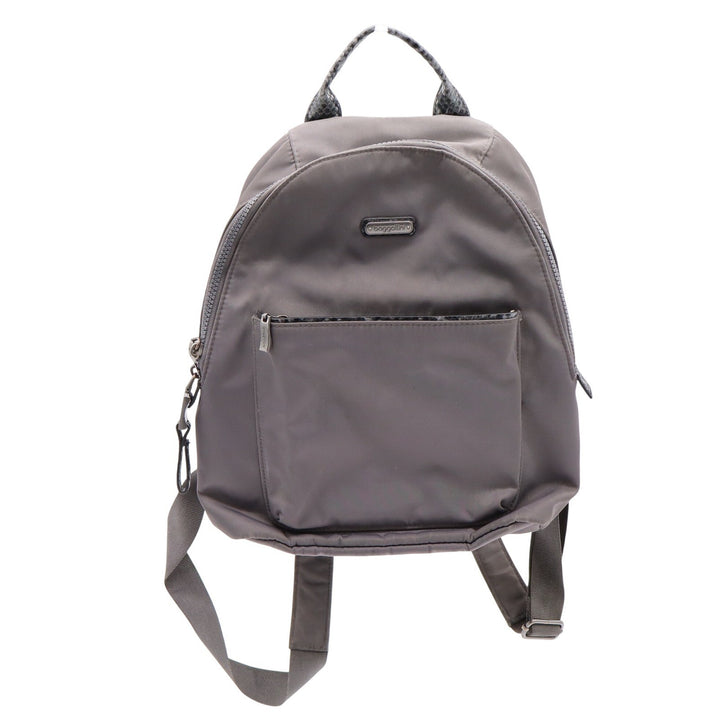 Baggallini Gray Nylon Backpack Snakeskin Trim Small Travel Bag with Pouch Padded