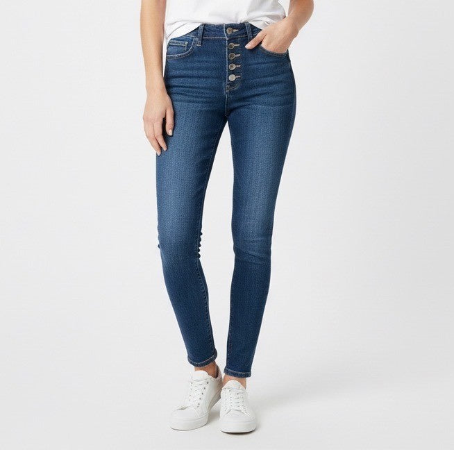 Judy Blue Los Angeles High Rise Skinny Jeans Button Fly Medium Wash Size 3 26