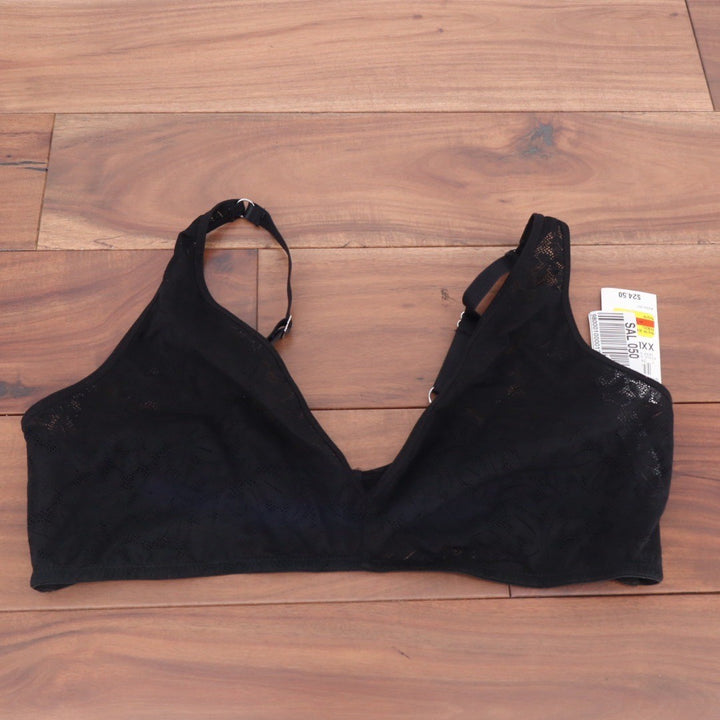 State of Day Intimates Black Floral Lace Mesh Bralette Wireless XXL New