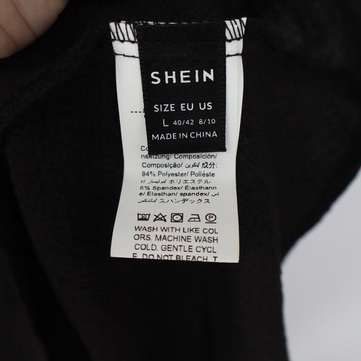 SHEIN Black V-Neck Cutout Bishop Sleeve Midi Dress Large