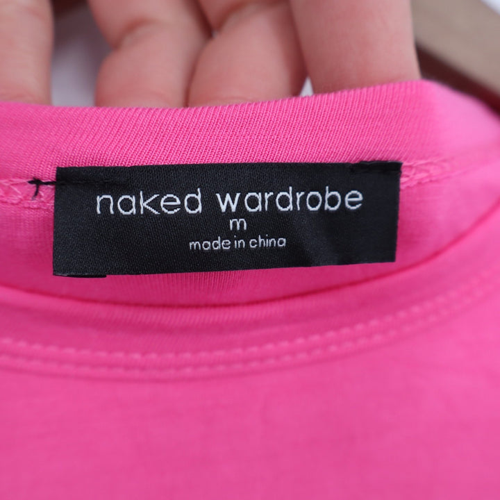 Naked Wardrobe Neon Pink Long Sleeve Bodycon Mini Dress Size M