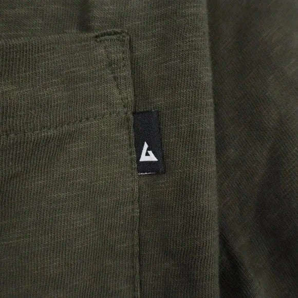 American Giant Premium Slub Shirt Mens L Olive Green Cotton Back Yoke Button Up
