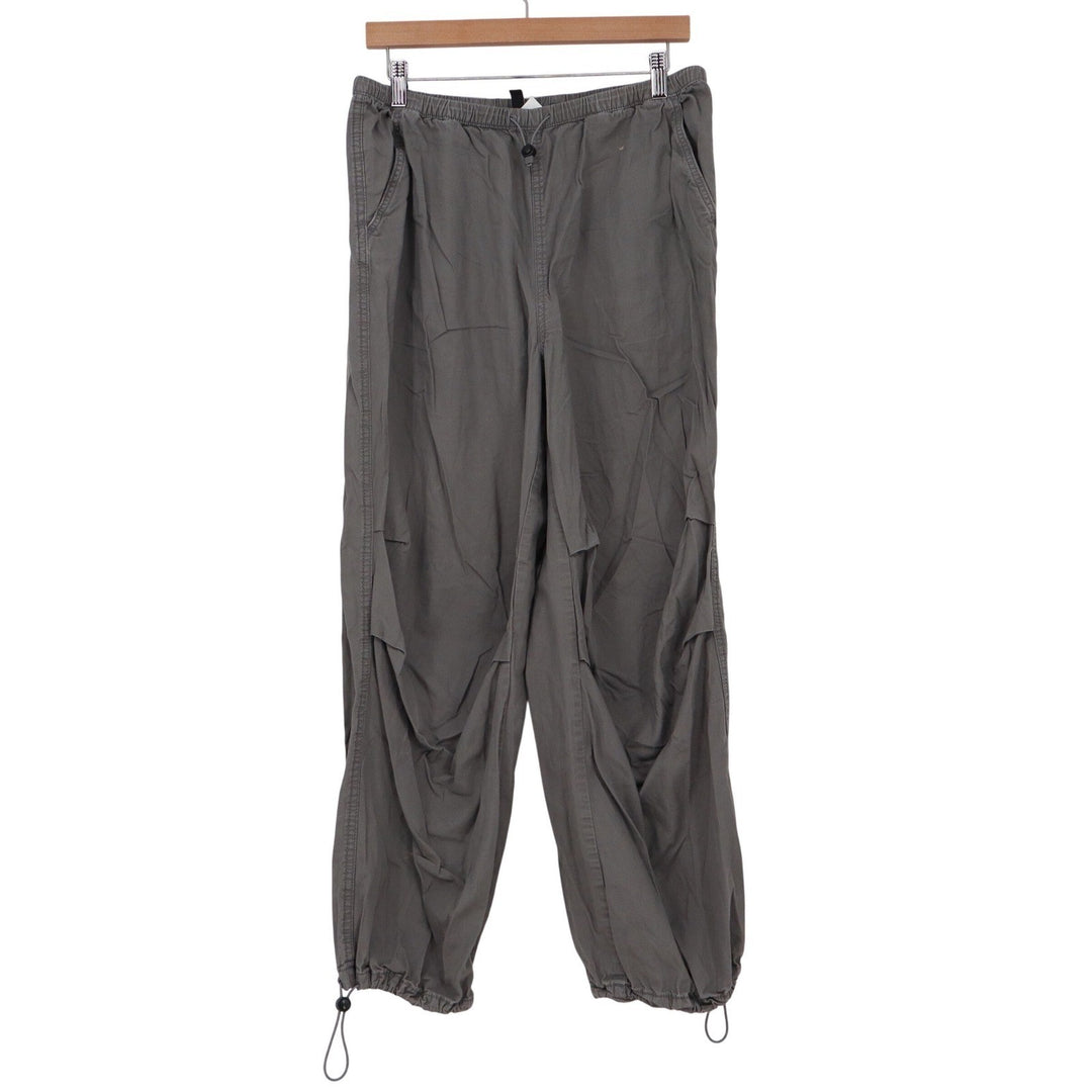 H&M Divided Gray Parachute Pants Cotton Cargo Baggy Drawstring Mens Small