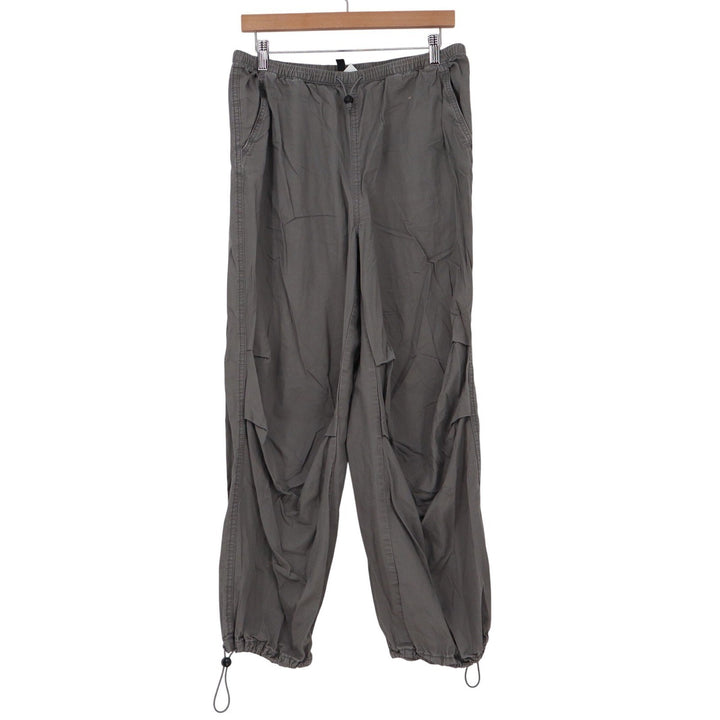 H&M Divided Gray Parachute Pants Cotton Cargo Baggy Drawstring Mens Small