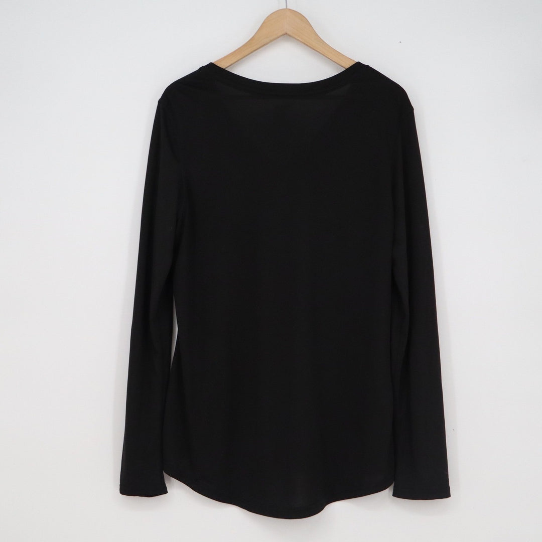 Danskin Now Womens XL Black V-Neck Long Sleeve Activewear Top