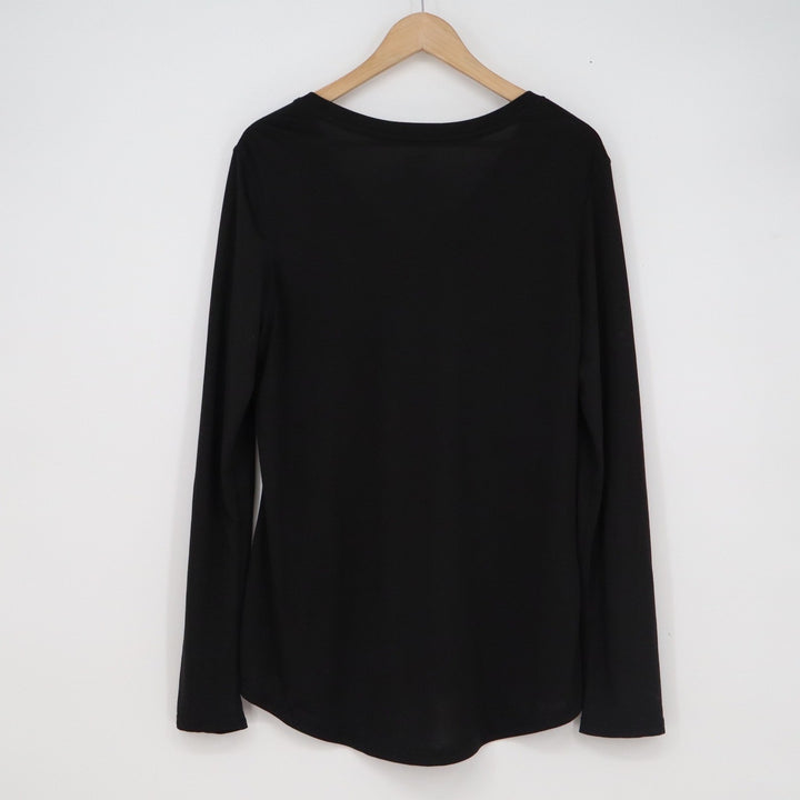 Danskin Now Womens XL Black V-Neck Long Sleeve Activewear Top
