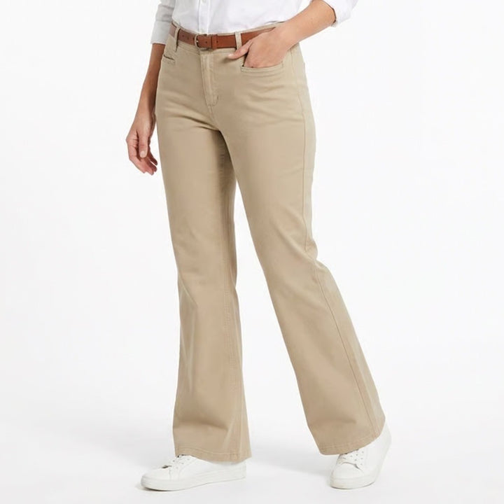 Banana Republic Chino Pants Women's 8 Beige Cotton Preppy Mid Rise Wide Leg
