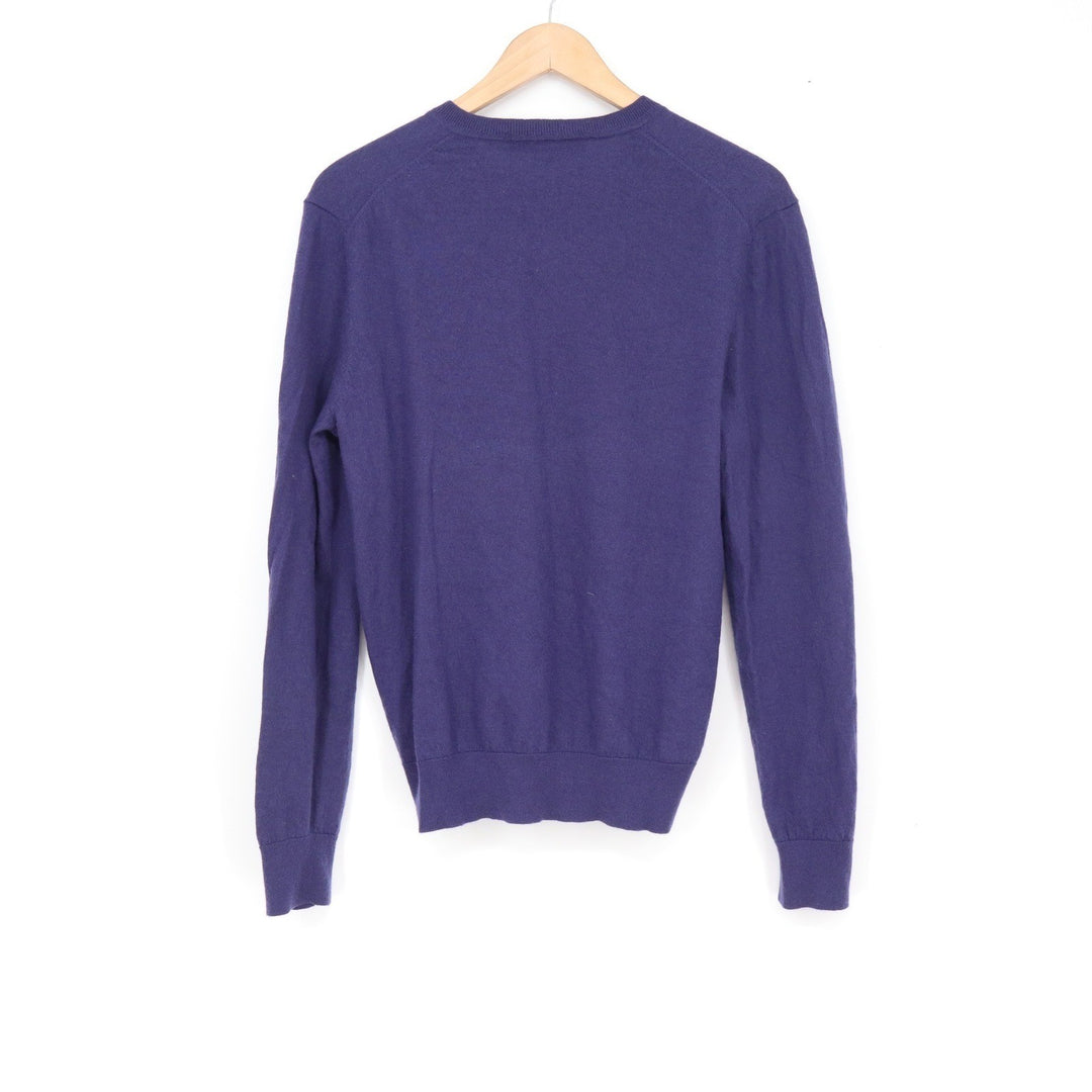 Neiman Marcus Mens Purple 100% Cashmere V-Neck Long Sleeve Sweater Size Large