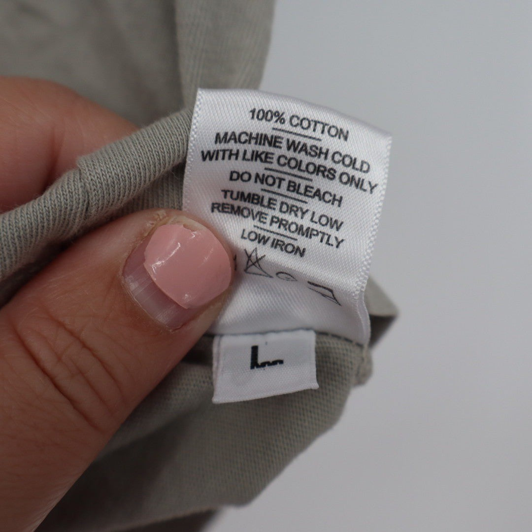 AMERICAN GIANTS V Neck T Shirt Taupe Basic Casual Cotton Made in USA Size L