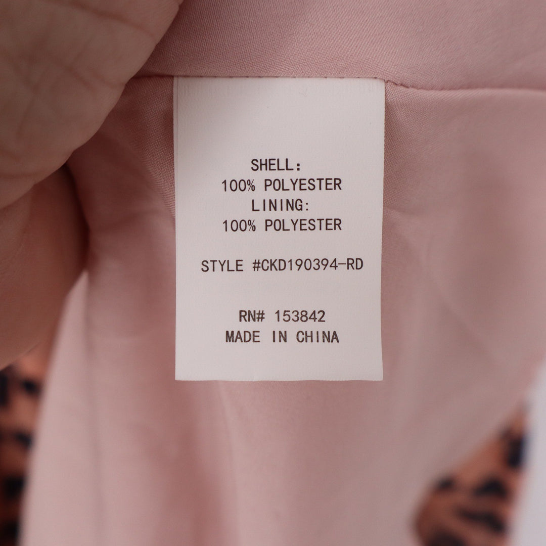 Melloday Leopard Print Scalloped Tiered Maxi Dress Pink Black M