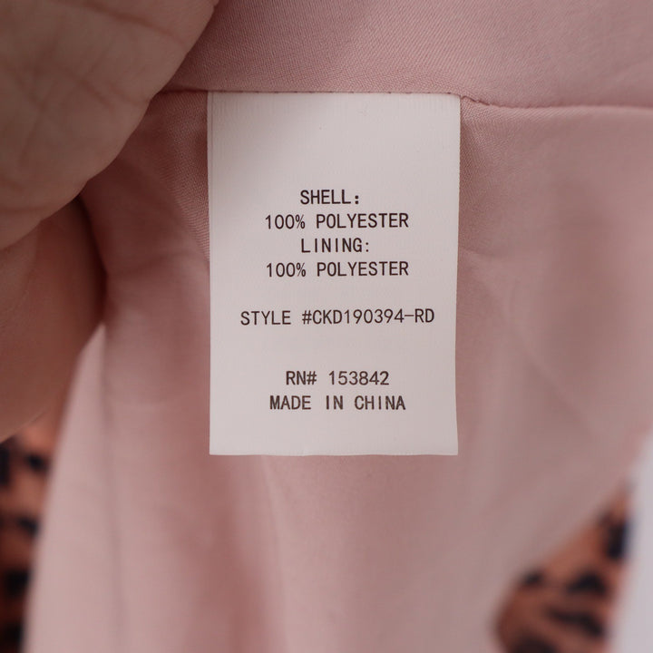 Melloday Leopard Print Scalloped Tiered Maxi Dress Pink Black M