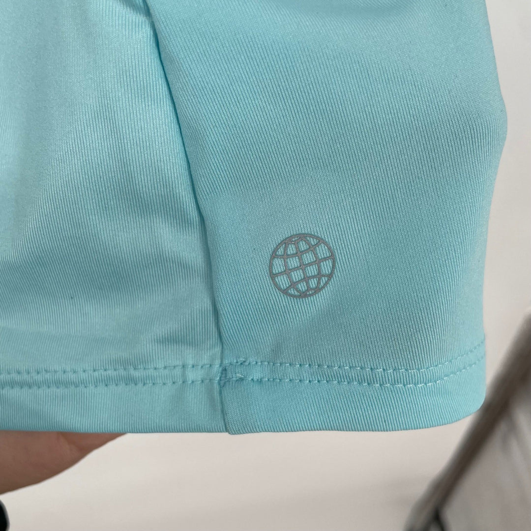 Adidas Womens Golf Shirt Sz S Light Blue Sleeveless Quarter Zip Athletic Polo
