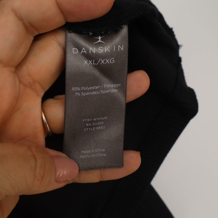 Danskin Womens XXL Black Ribbed Long Sleeve Crew Neck Active