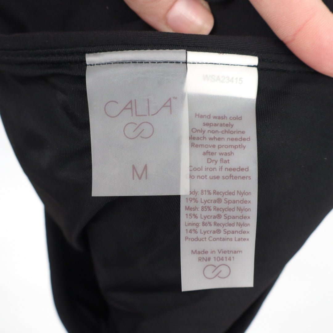 Calia Womens Black High Waisted Ruched Bikini Swim Bottoms Size M