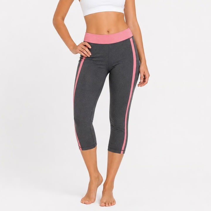 Under Armour HeatGear Womens Cropped Leggings Charcoal Grey Pink Side Stripe XS
