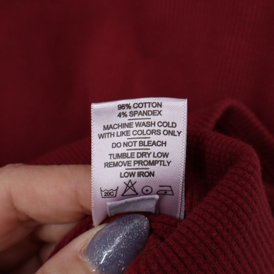 American Giant Thermal T-Shirt Womens XL Maroon Long Sleeve Crew Neck Round Hem