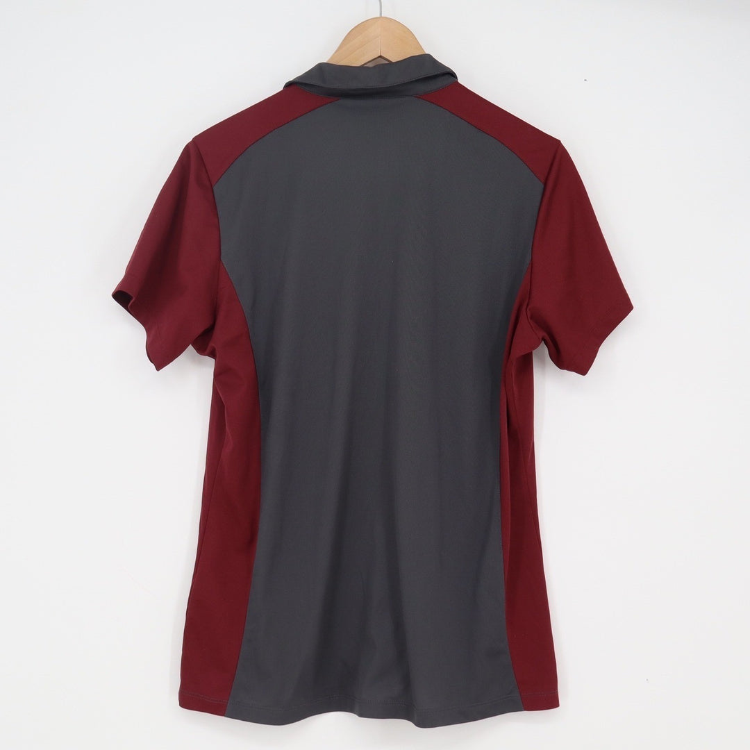 Sport-Tek Womens L Performance Polo Shirt Maroon Grey BH Shield Crest Logo