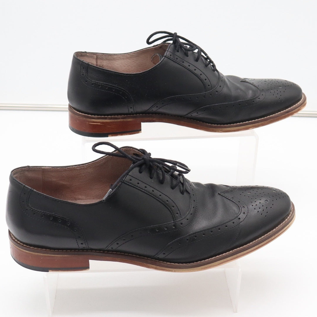 Johnston & Murphy Mens Black Leather Wingtip Oxford Shoes 10.5M