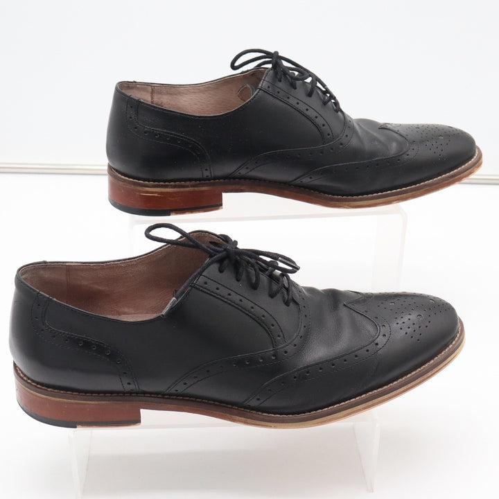 Johnston & Murphy Mens Black Leather Wingtip Oxford Shoes 10.5M