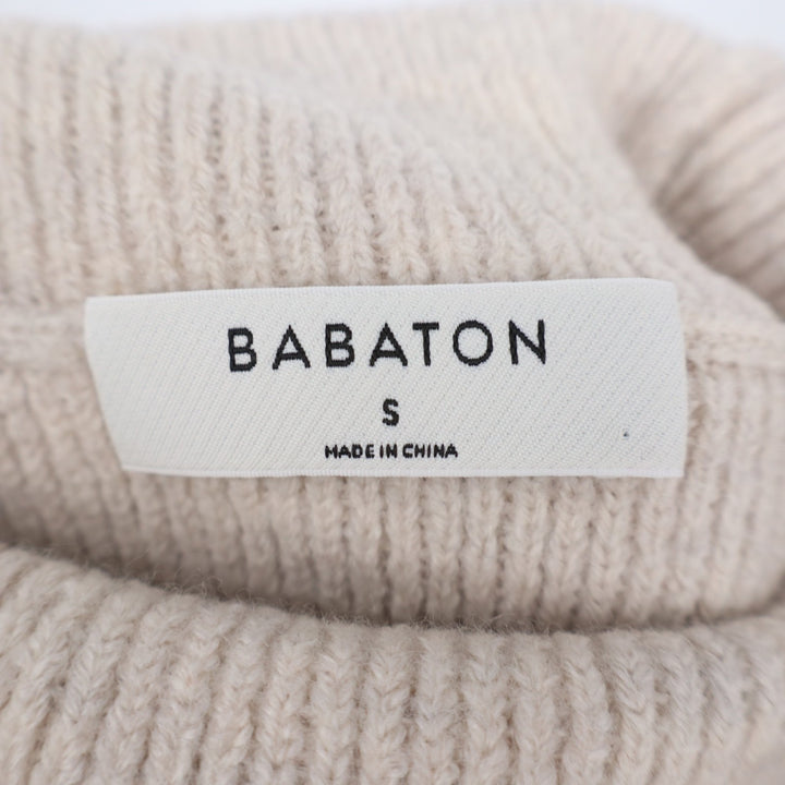 Babaton Sweater Womens Small Beige Knit Wool 3/4 Sleeve Turtleneck Pullover