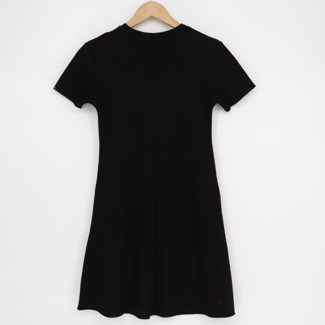 Zara Womens Black Short Sleeve Knit A-Line Mini Dress Size S