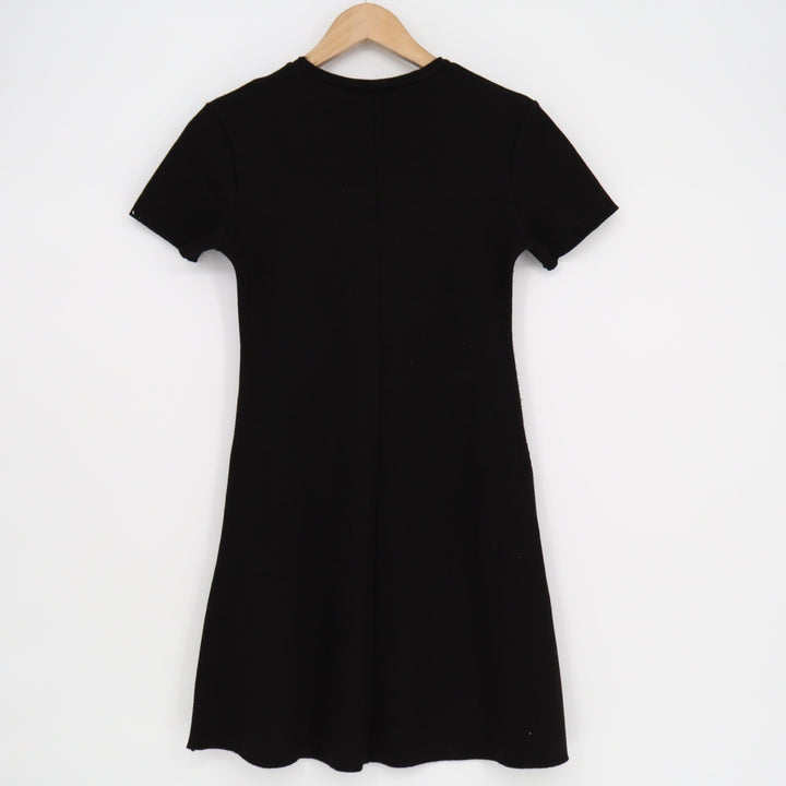 Zara Womens Black Short Sleeve Knit A-Line Mini Dress Size S