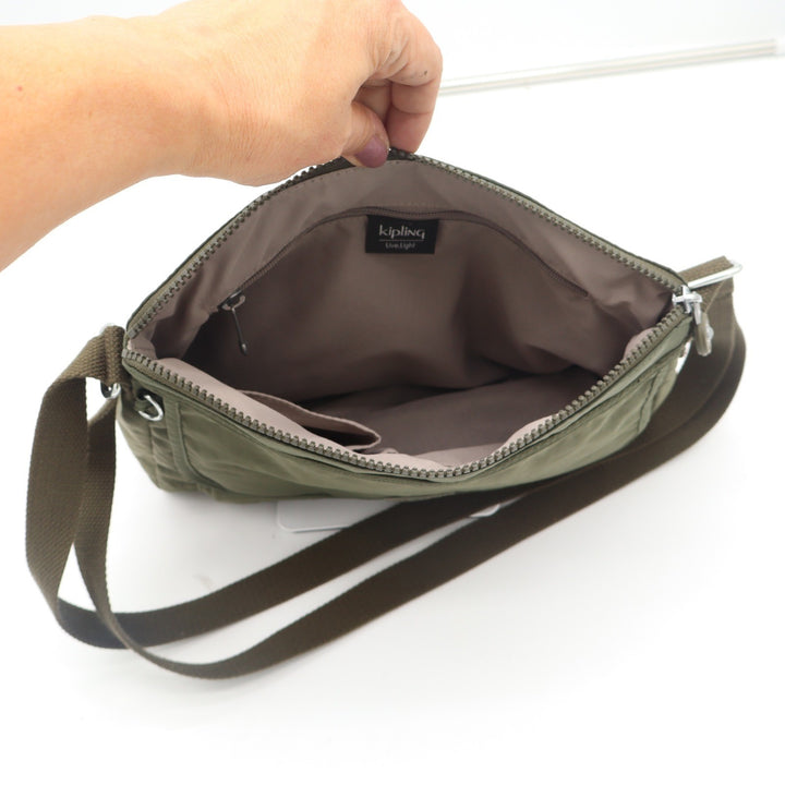 Kipling Olive Green Nylon Crossbody Bag Adjustable Strap