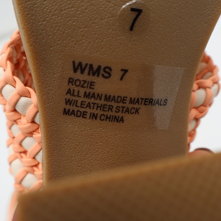 DV Dolce Vita Sandals Womens 7 Rozie Woven Block Heel Peach Braided Excellent