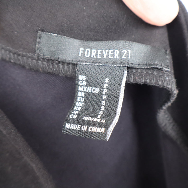 Forever 21 Black Pinafore Overall Dress Mini Front Pockets Size S