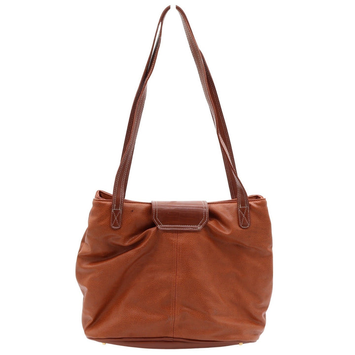 Leslie Fay Shoulder Bag Womens Medium Brown Leather Stirrup Hardware Good