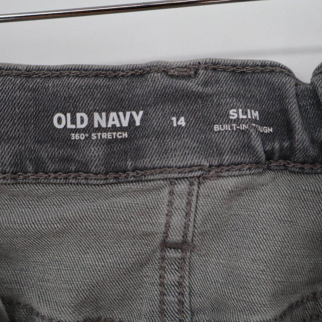 Old Navy Boys Slim Built-In Tough Stretch Gray Jeans Size 14 Adjustable Waist