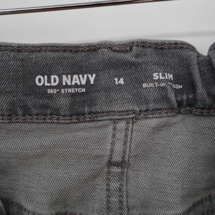 Old Navy Boys Slim Built-In Tough Stretch Gray Jeans Size 14 Adjustable Waist