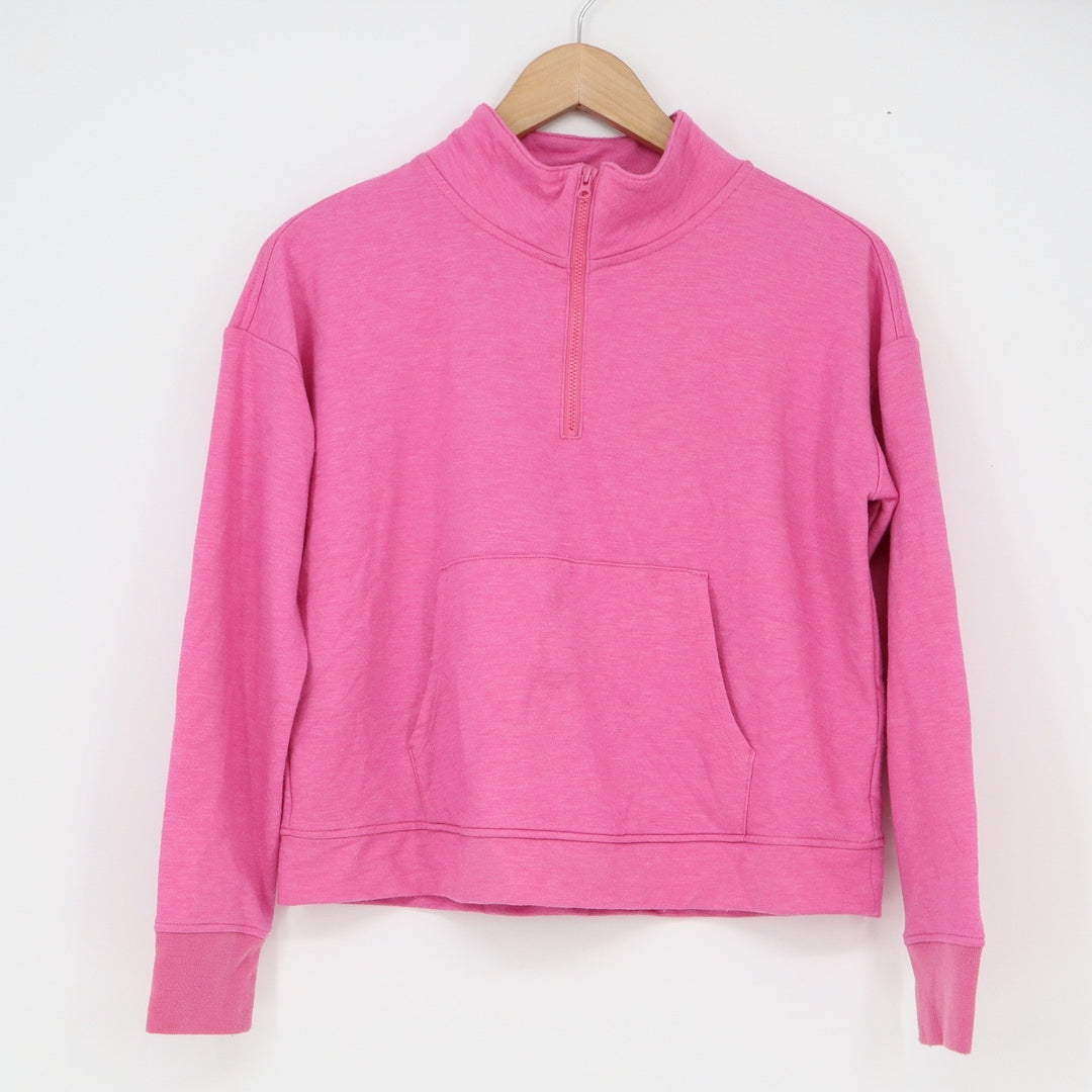 OshKosh B'gosh Sweatshirt Girls 14 Quarter-Zip Pink Kangaroo Pocket Excellent