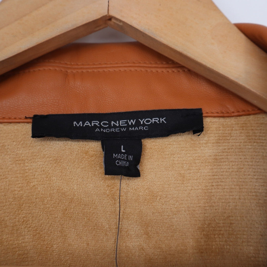 Marc New York Tan Faux Leather Button Front Shirt Dress