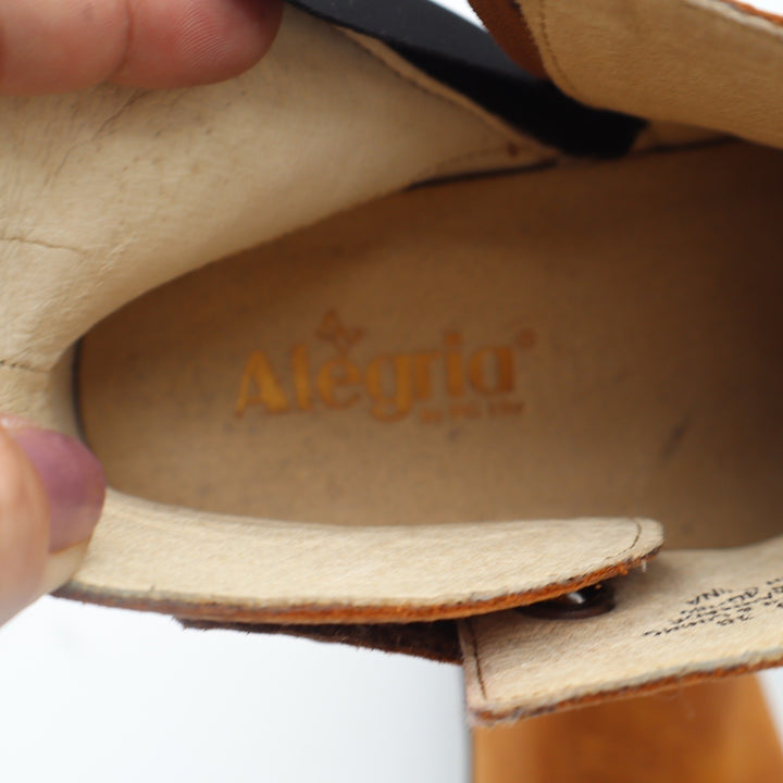 Alegria Zoe-739 Tan Leather Ankle Boots Perforated Buckle Zip Booties Womens 38