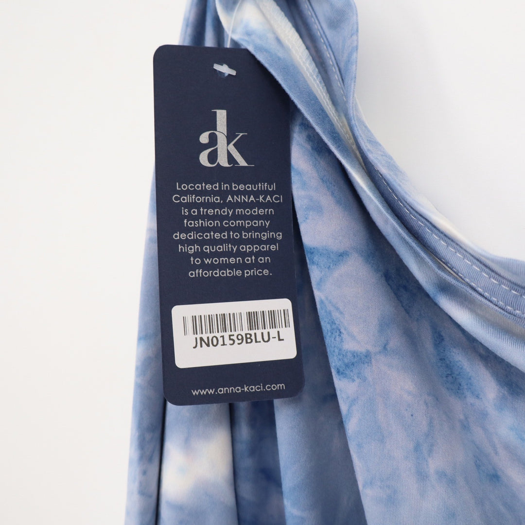 Anna-Kaci Jumpsuit Womens L Blue Tie Dye Long Sleeve Pocket NEW