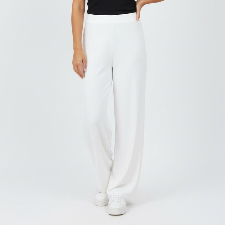 Lulus Wide Leg Palazzo Pants Cream Size L Polyester Spandex Flowy