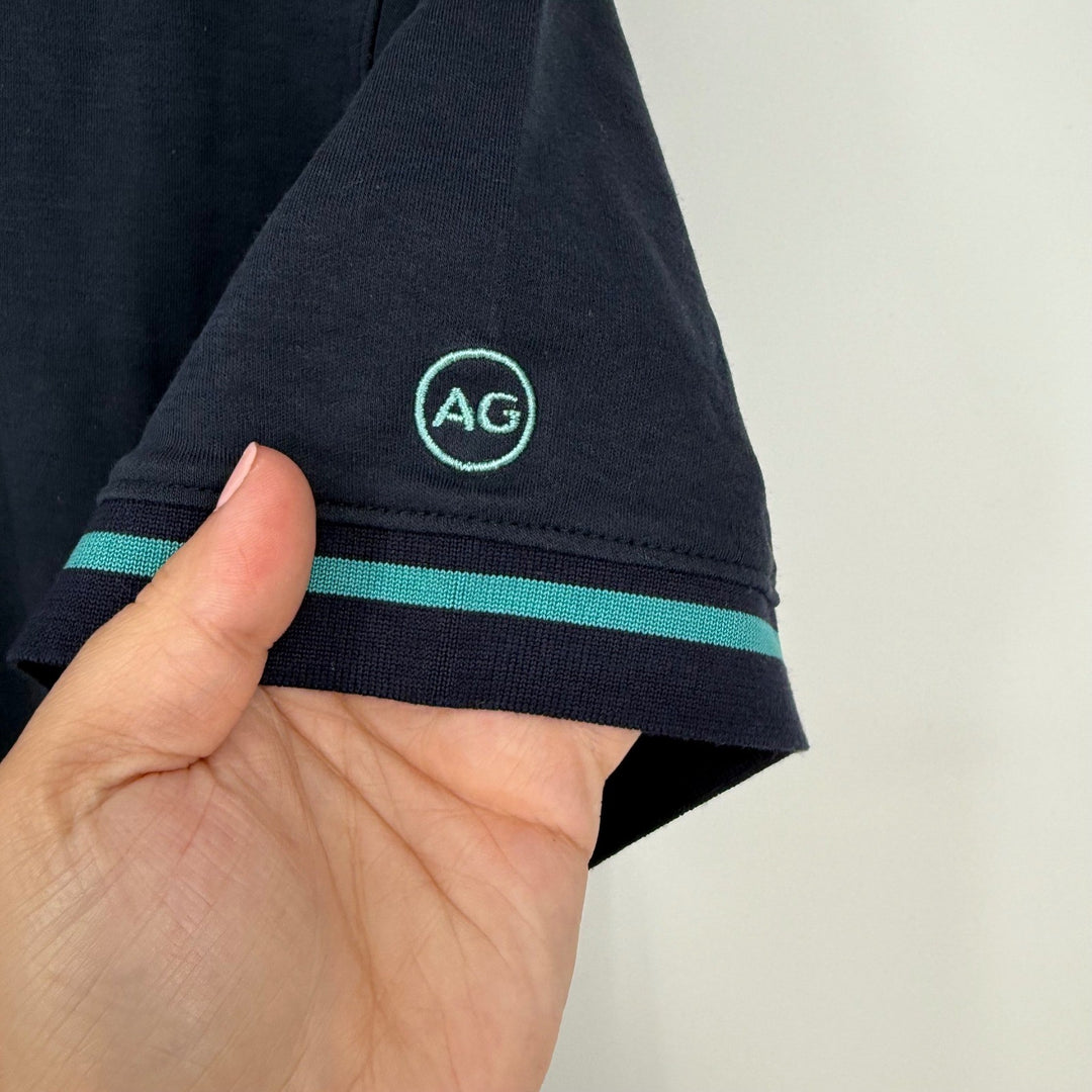 AG Green Label Mens Polo Shirt Navy Blue Size M Short Sleeve