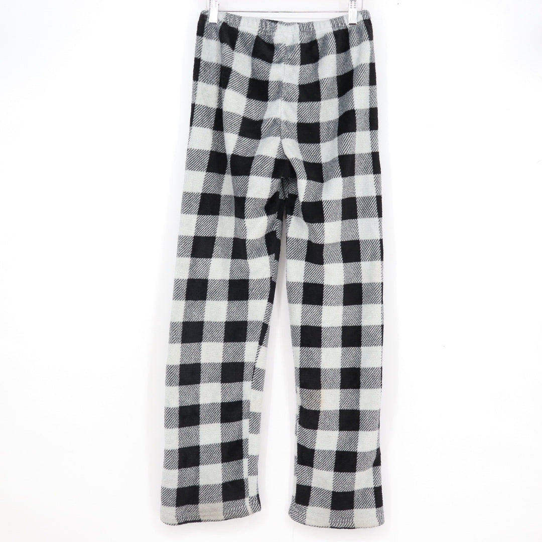 Fashion by Mirabeau Mens Fleece Pajama Pants Black White Buffalo Plaid Size M