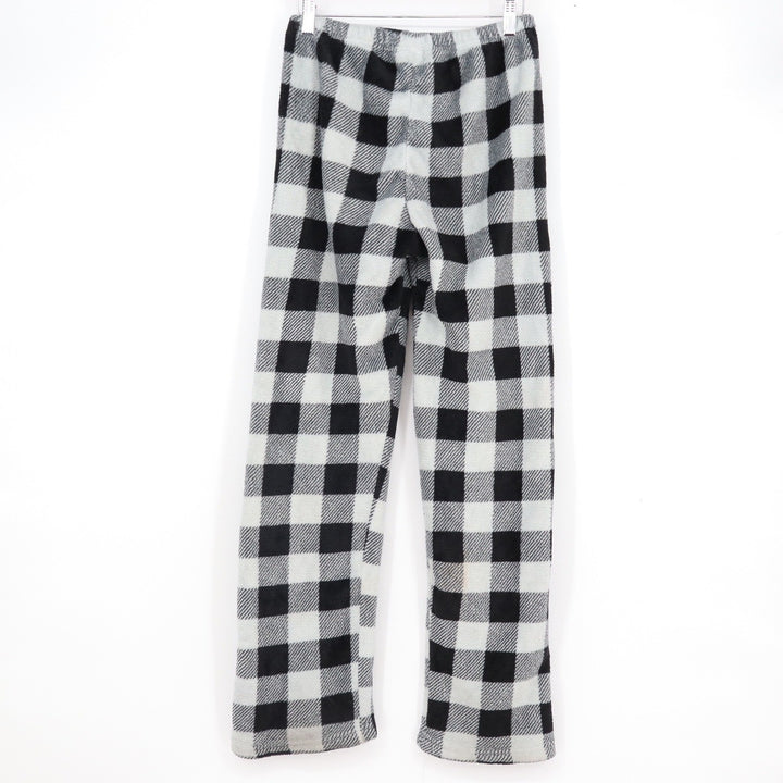 Fashion by Mirabeau Mens Fleece Pajama Pants Black White Buffalo Plaid Size M