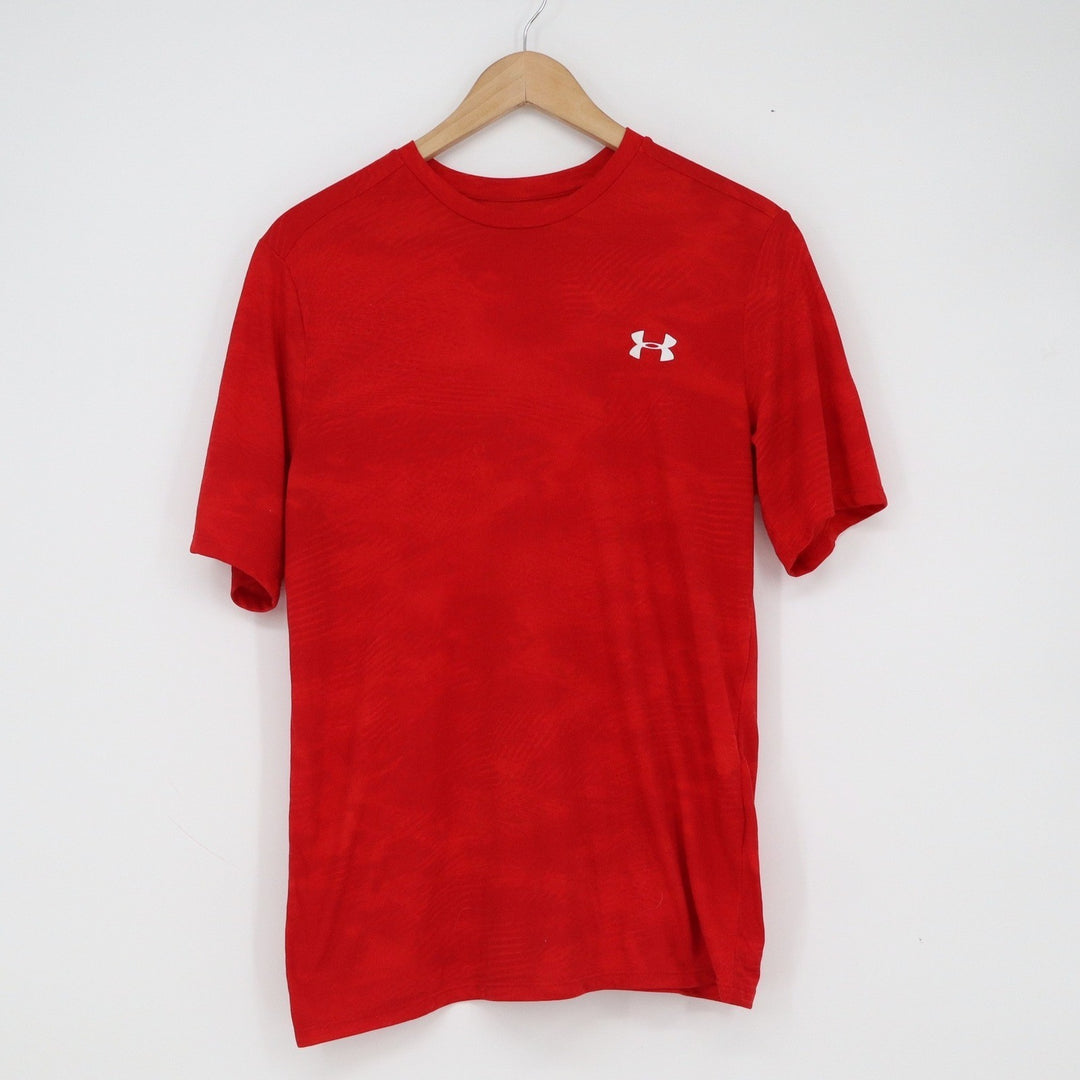 Under Armour Mens Red Tonal Camo HeatGear Short Sleeve Training Shirt Medium