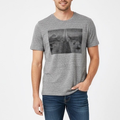 AG Adriano Goldschmied Mens T Shirt Gray Graphic Print Short Sleeve Size M