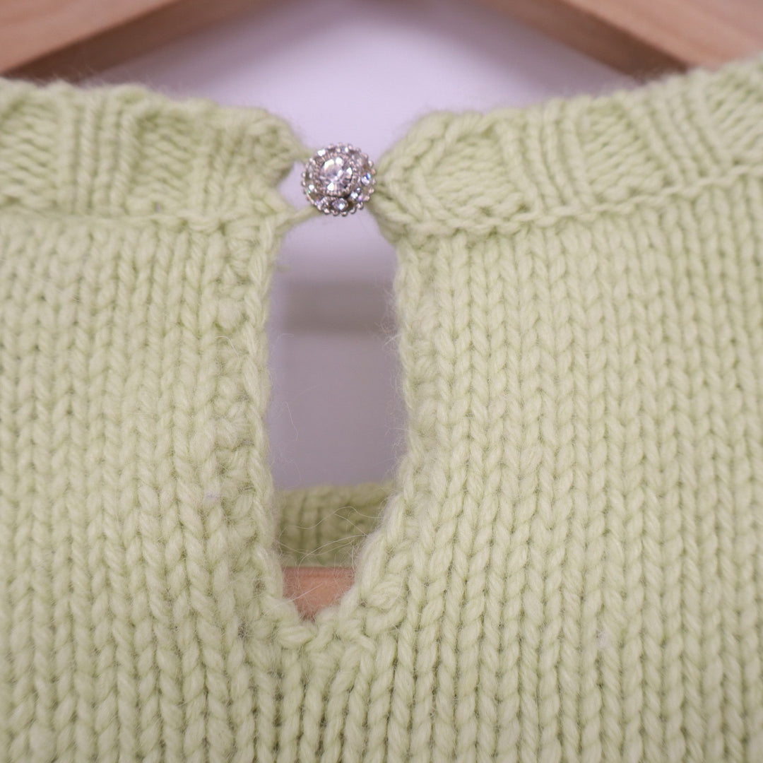 GAP Womens Lime Green Wool Angora Cashmere Cable Knit Sweater Keyhole Back L