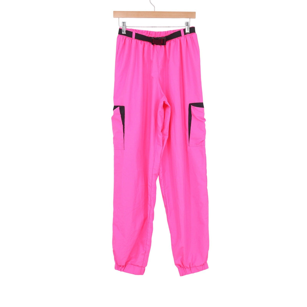 Balera Neon Pink Cargo Dance Pants Womens MA Buckle Belt Joggers