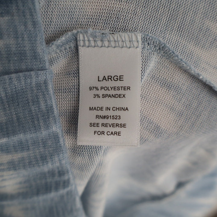 Roudelain 2-PC Pajamas Set Womens Large Blue White Striped Stretch High Low Hem