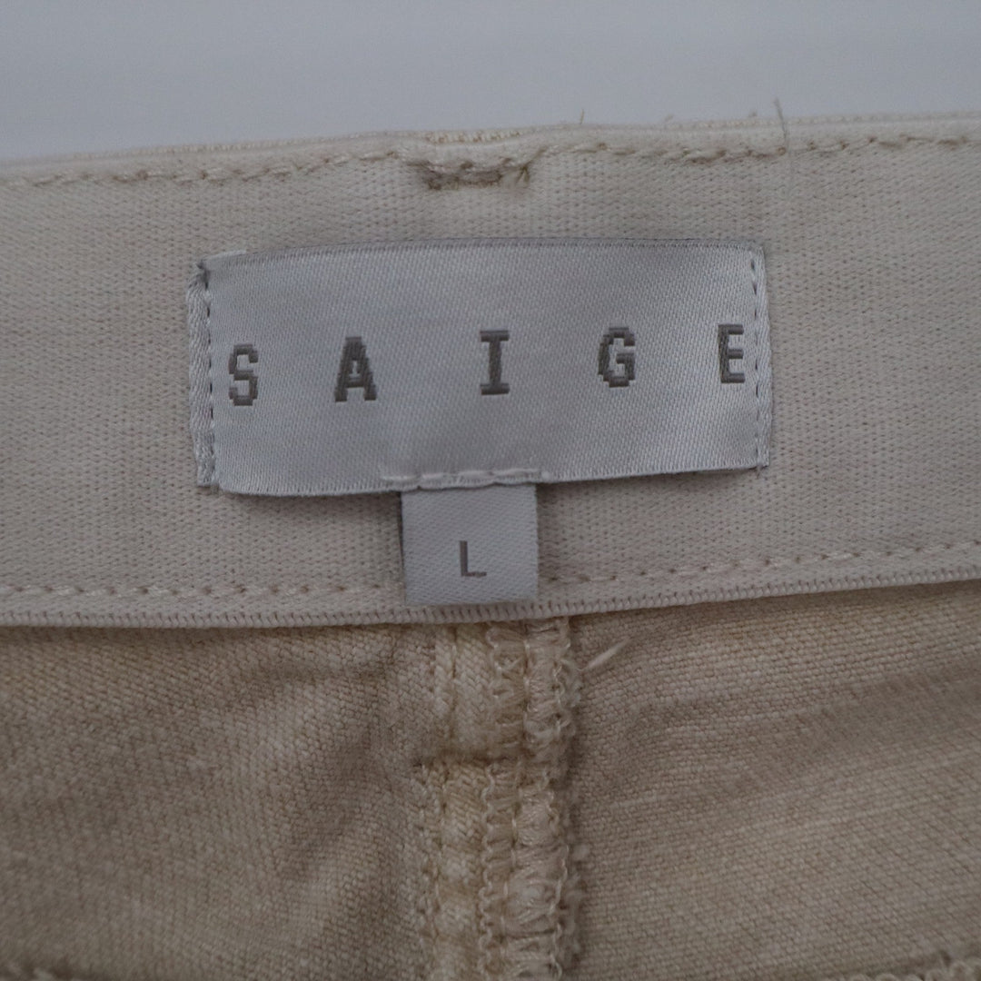 Saige Barrel Leg Jeans Light Beige Tummy Control Stretch Womens Large NWT