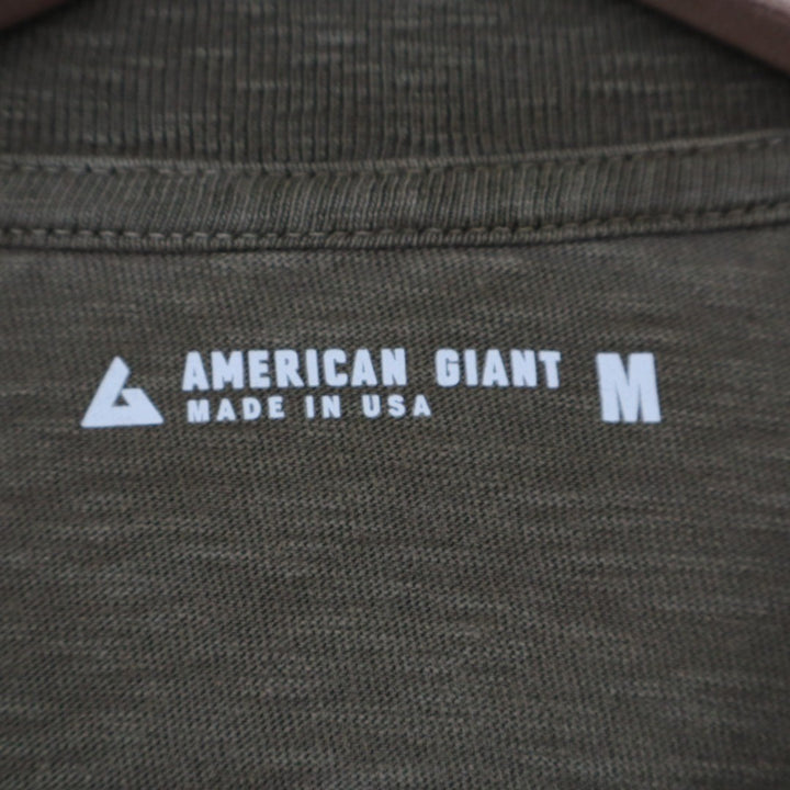 American Giant Broken-In Premium Slub Henley T Shirt Mens Medium Olive Green