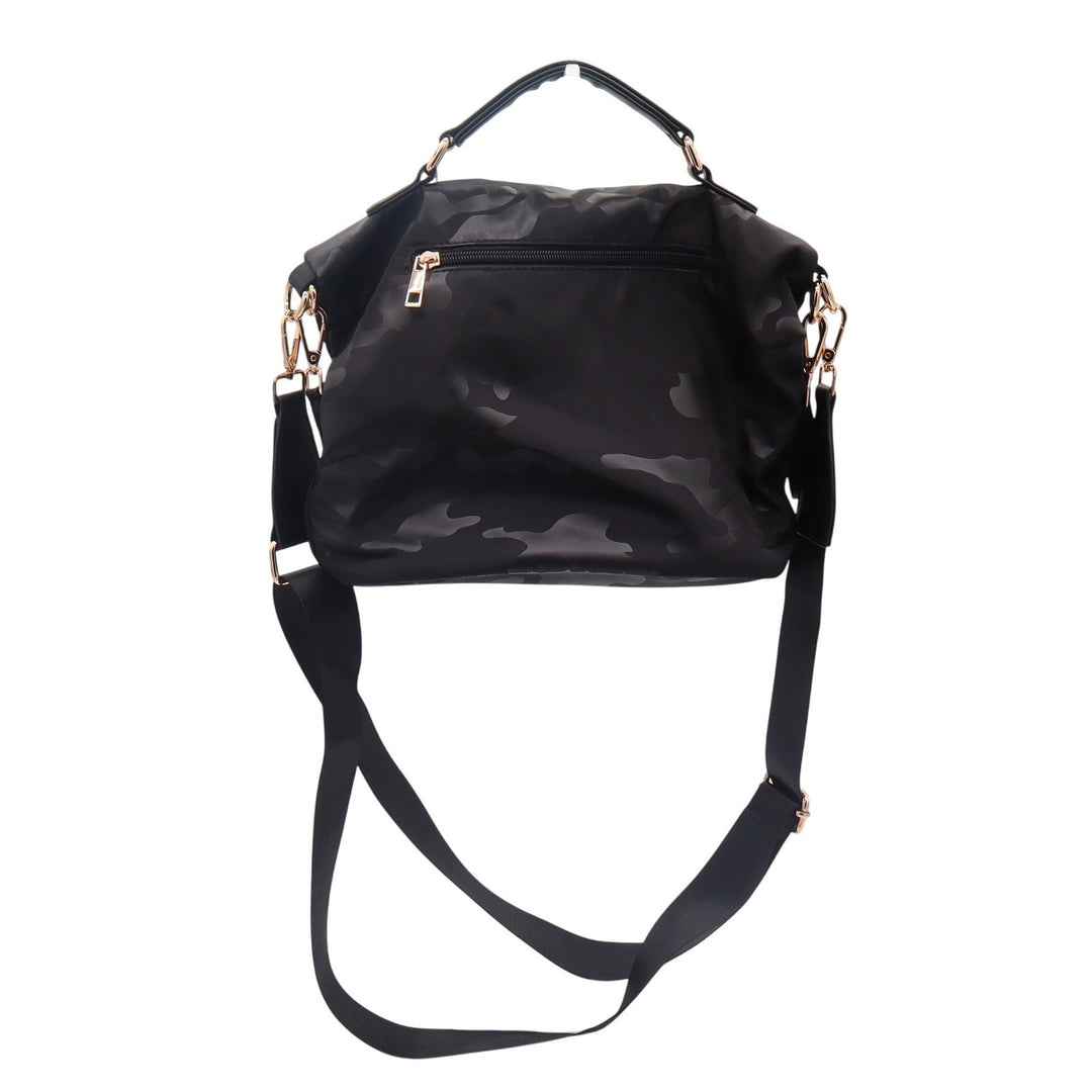 Pakfieks Crossbody Bag Womens OS Black Camo Nylon Gold Hardware NWT