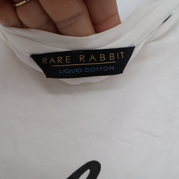 Rare Rabbit Gentleman Off White Liquid Cotton Graphic T-Shirt Mens Size M