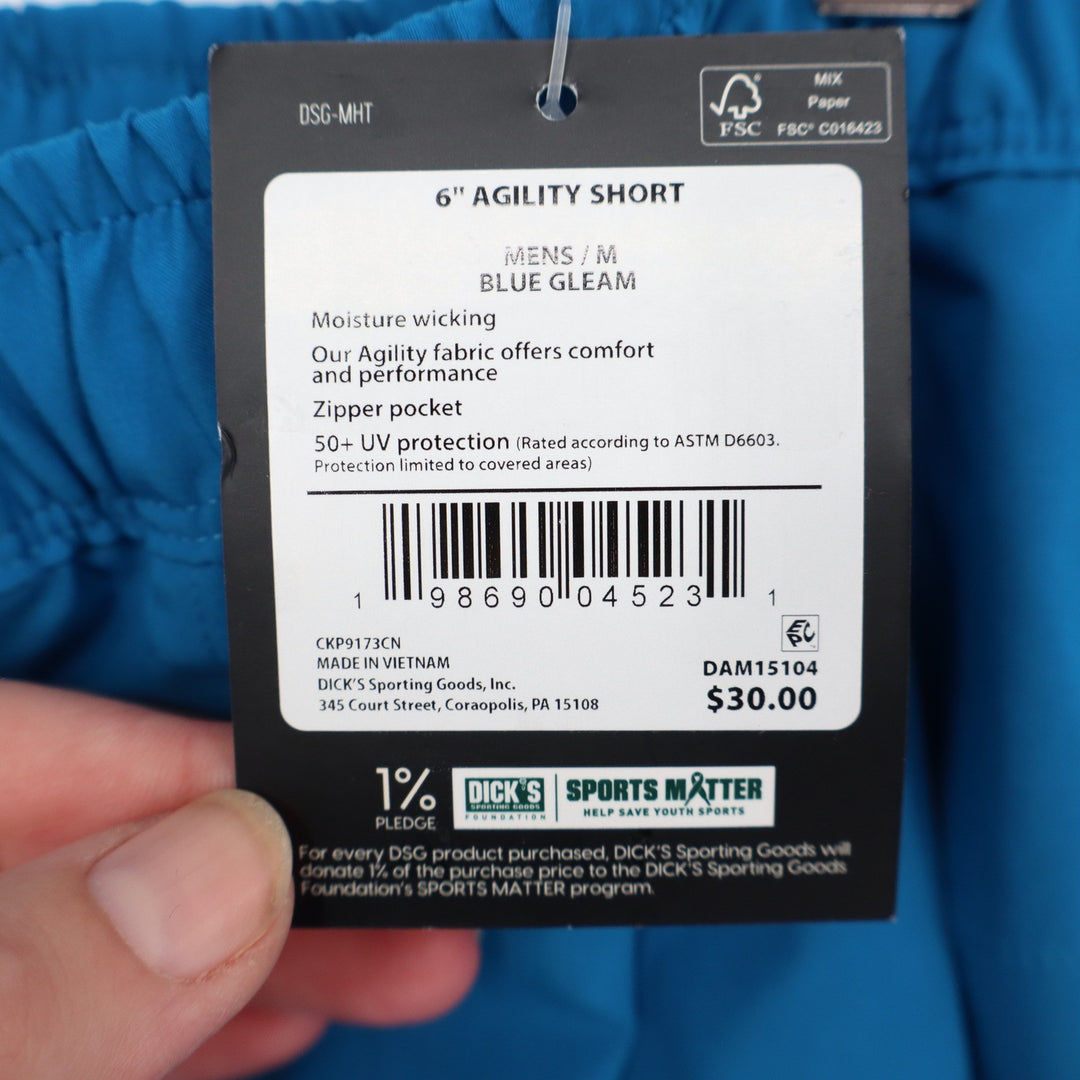 DSG Mens 6" Agility Short Blue Gleam Athletic Gym Training Shorts Medium